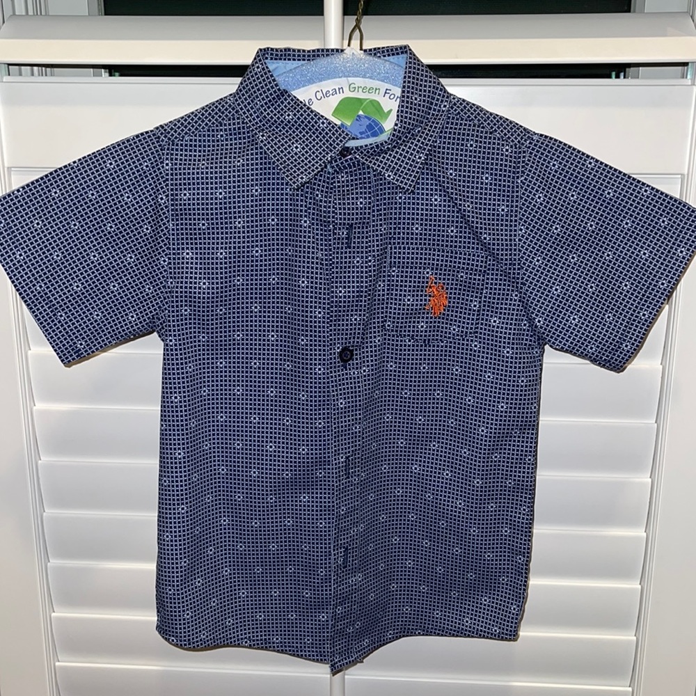US polo boys short sleeve button down, 4T, worn once